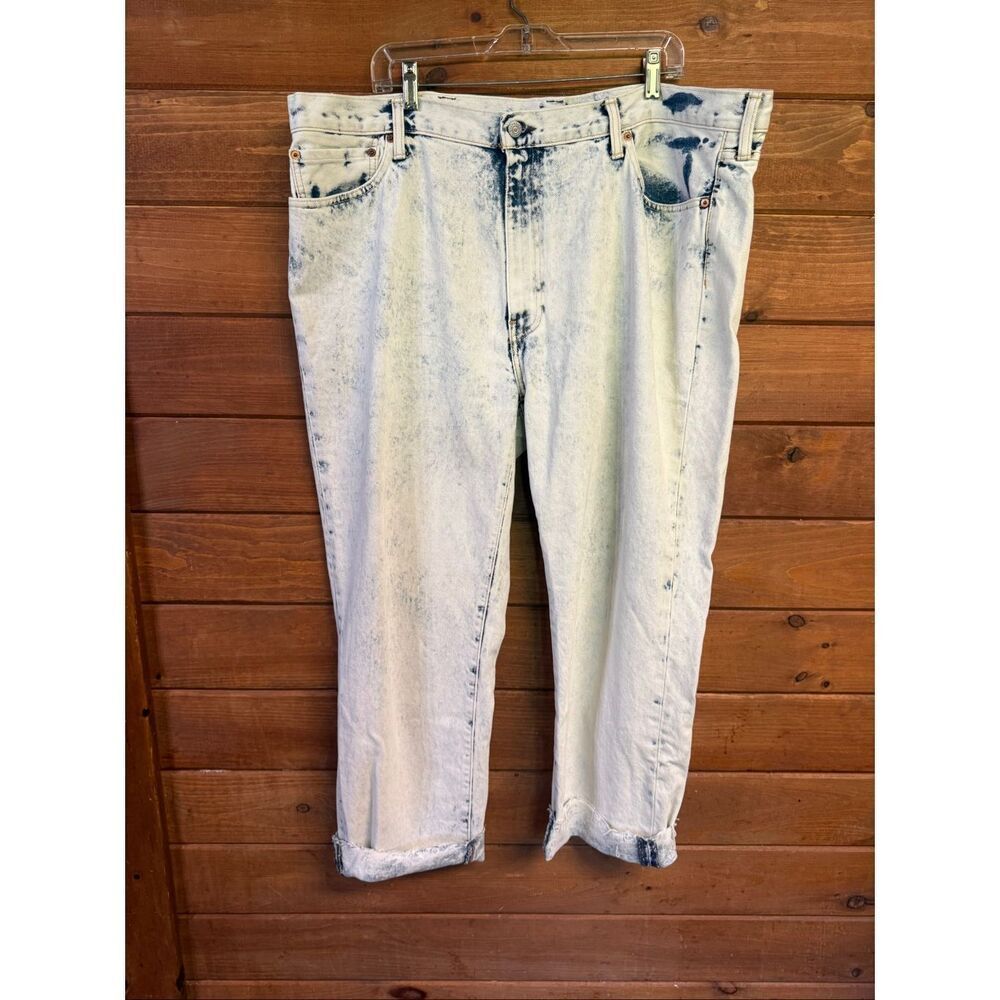 Levi’s 541 Athletic Fit Jeans 42x30 Acid Wash Denim Raw Cuffs Sz 42/30